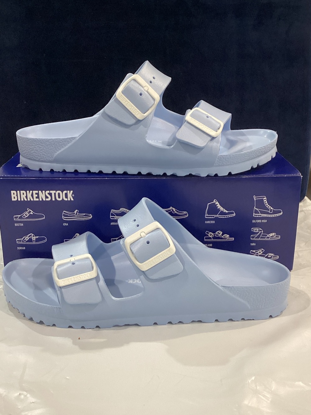 Birkenstock Arizona EVA Soft Blue Sandals Size 41 Women 10 Men 8 NWT
